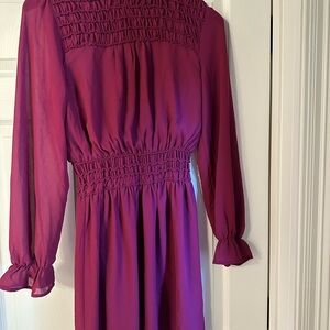 She + Sky Fuchsia Long Sleeve Dress